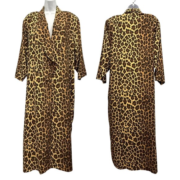 VTG Victorias Secret Gold Label Leopard Print Wrap Dress Robe NO BELT Size M/L - Picture 1 of 13